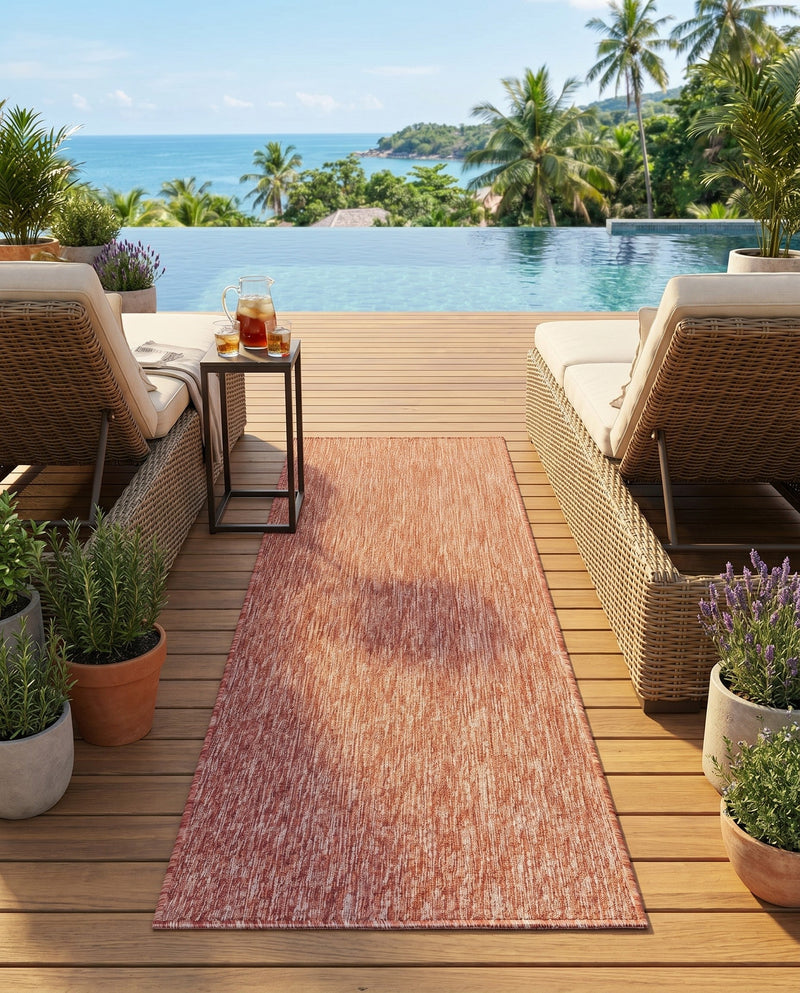 Seaside Serenity Collection Area Rug - Veranda (Rust Red) Runner Rust Red  lifestyle 45