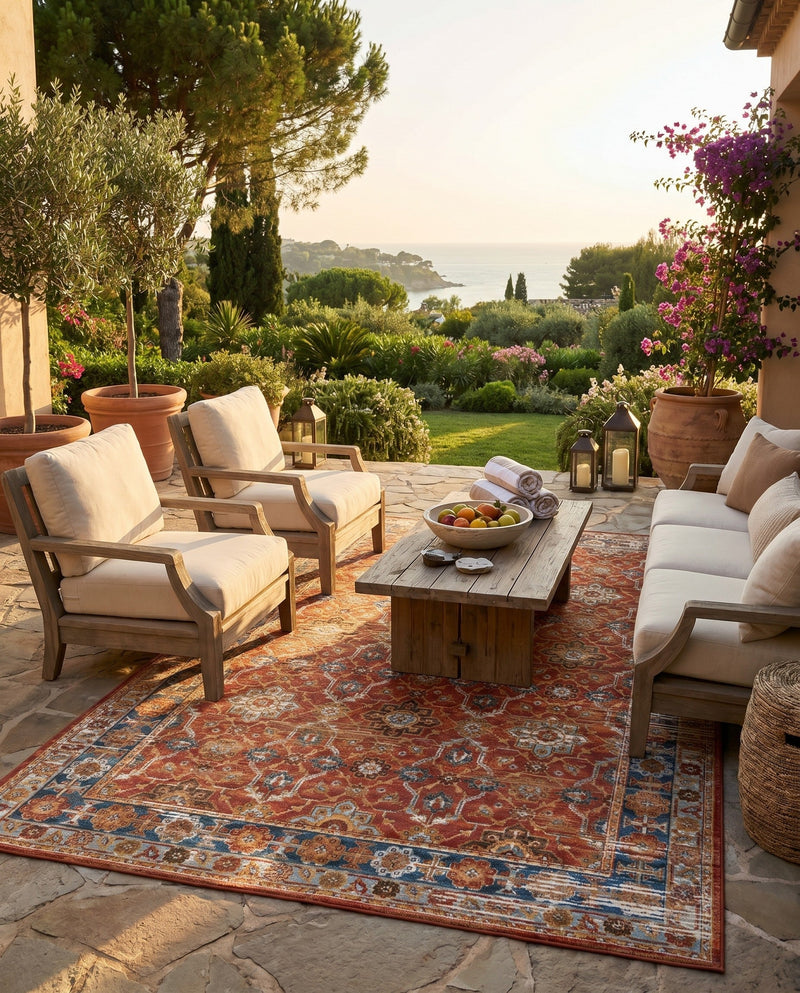 Patio Heritage Collection Area Rug -  Eden Rectangle Antique Red  lifestyle 20