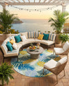 Seaside Blooms Collection Area Rug -  Sunkiss Round Multi  lifestyle 50