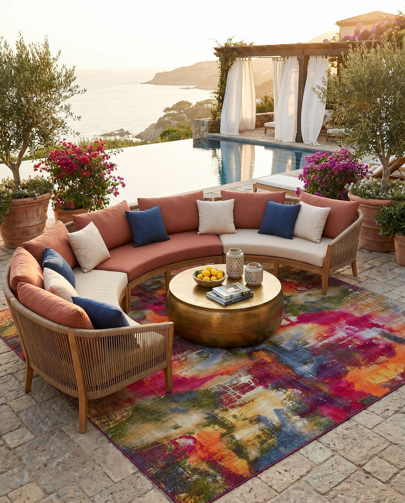 Urban Terrace Collection Area Rug -  Atrium Rectangle Multi  lifestyle 18