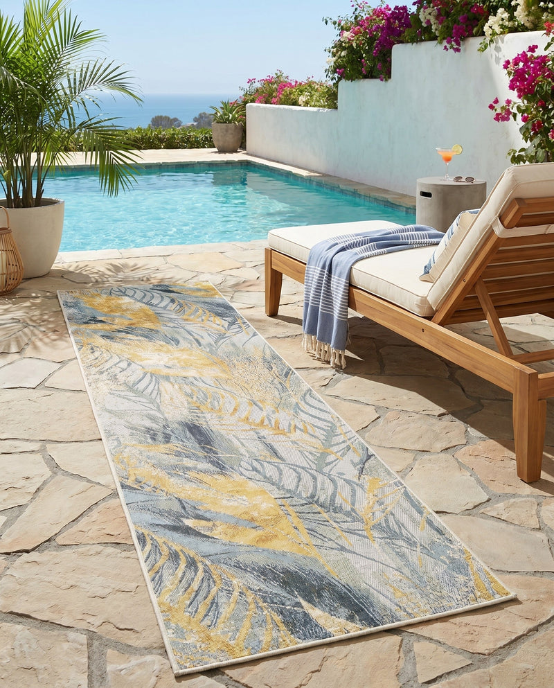 Seaside Blooms Collection Area Rug -  Blossom Runner Gray Ivory Yellow  lifestyle 65