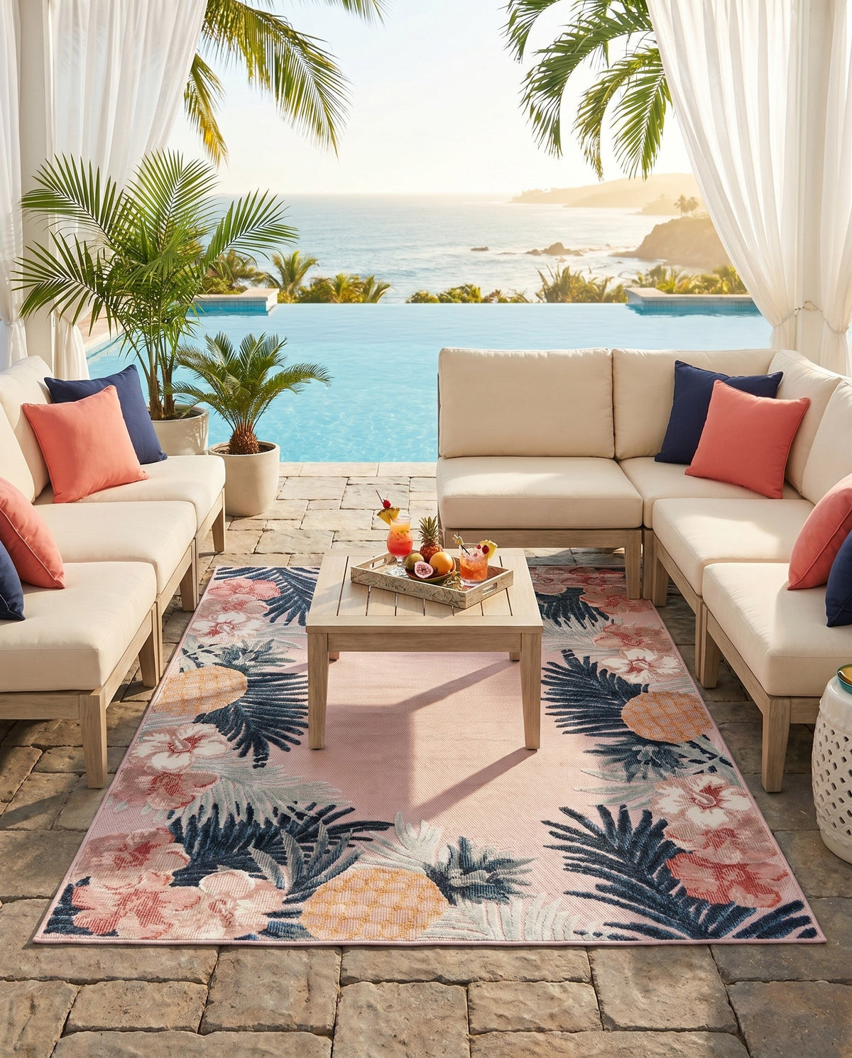 Seaside Blooms Collection Area Rug - Haven Rectangle Pink  lifestyle 8