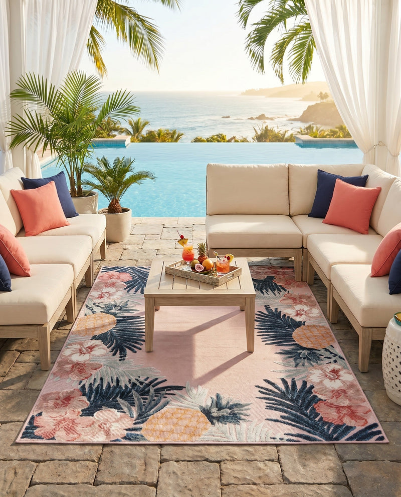 Seaside Blooms Collection Area Rug - Haven Rectangle Pink  lifestyle 8