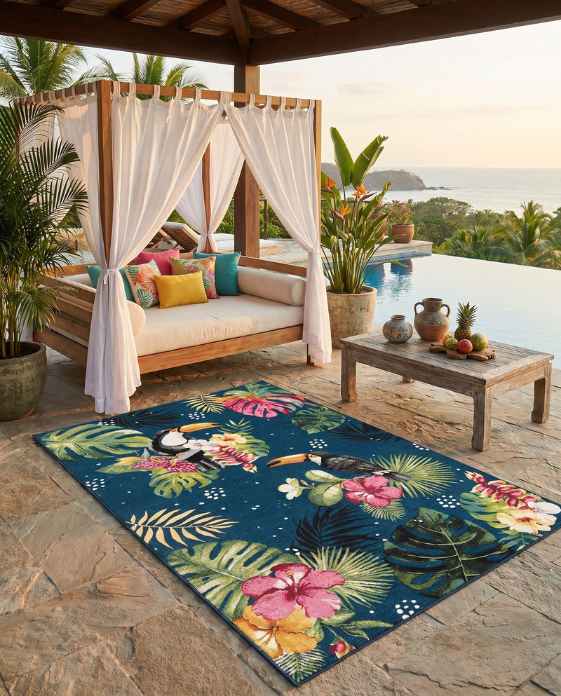 Seaside Blooms Collection Area Rug -  Leaf Rectangle Multi  lifestyle 10