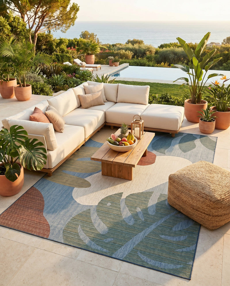 Coastal Terrace Collection Area Rug -  Boardwalk Rectangle Blue  lifestyle 19