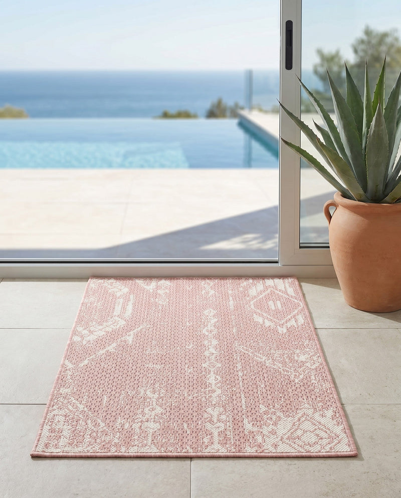 Desert Nomad Terrace Collection Area Rug - Sahara (Pink) Rectangle Pink  lifestyle 7