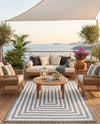 Sustainable Strands Indoor-Outdoor Oasis Collection Area Rug - Harborview Rectangle Gray and White  lifestyle 37