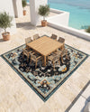 Outdoor Marrakesh Collection Area Rug -  Essaouira Square Navy Blue  lifestyle 60