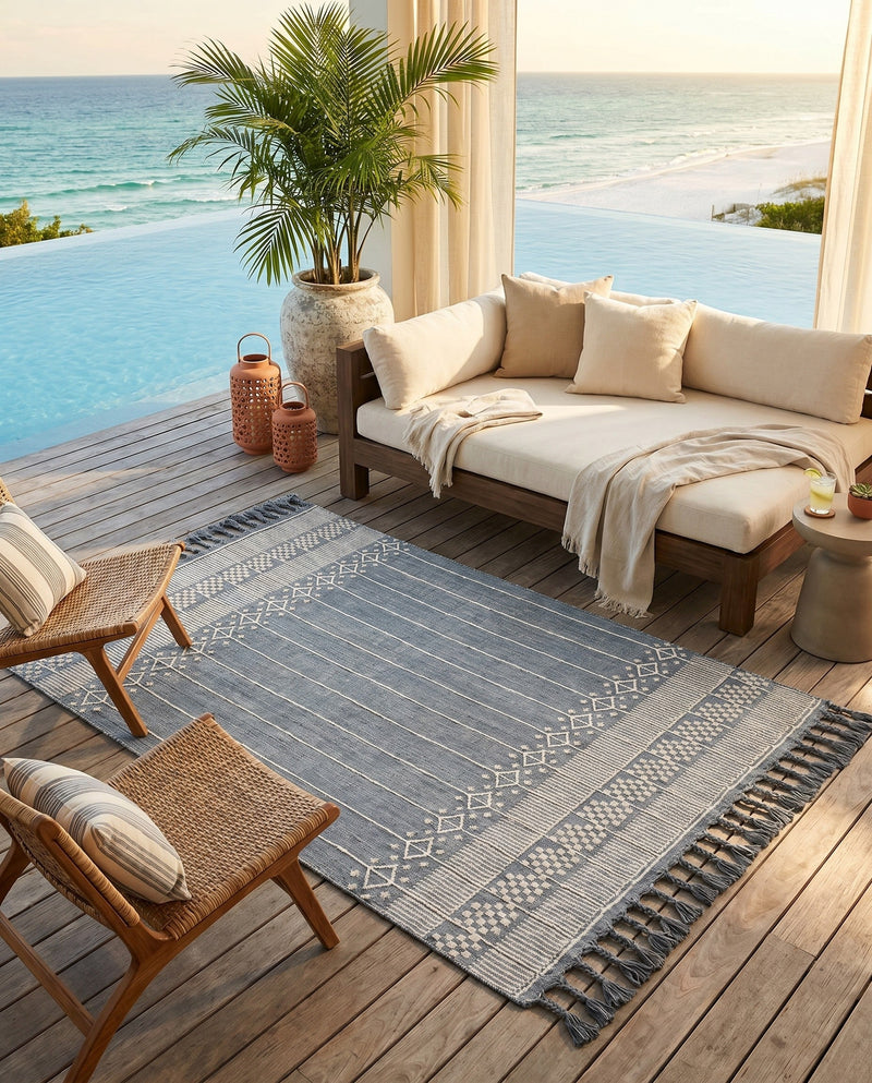 Sustainable Nomad Terrace Collection Area Rug - Reef Rectangle Cool Gray  lifestyle 38