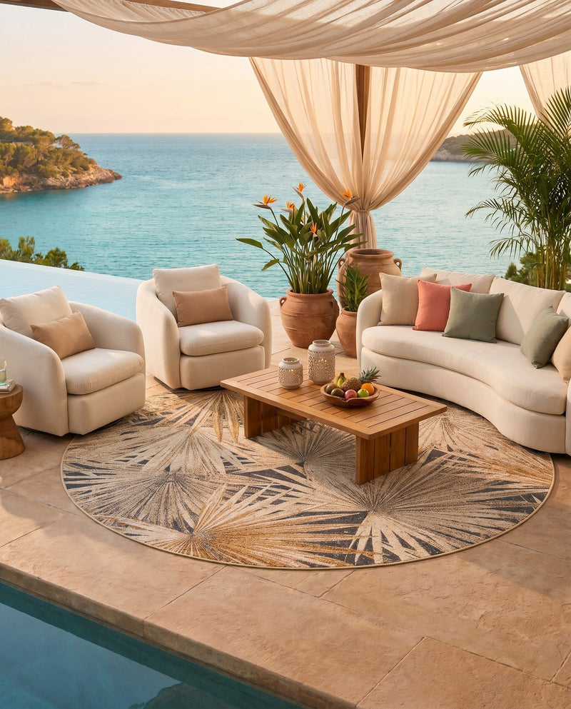 Seaside Blooms Collection Area Rug -  Avalon Round Multi  lifestyle 68