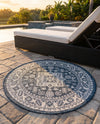 Tribal Terrace Treasures Collection Area Rug -  Incan Isle (Blue) Round Blue  lifestyle 32