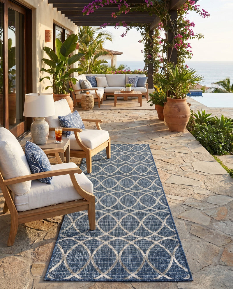 Savannah Pergola Collection Area Rug -  Pavilion (Blue) Runner Blue  lifestyle 54