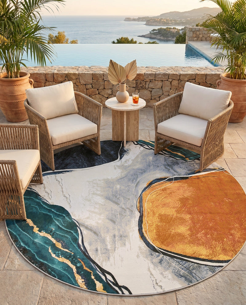 Urban Terrace Collection Area Rug -  Pavilion Round Multi  lifestyle 36