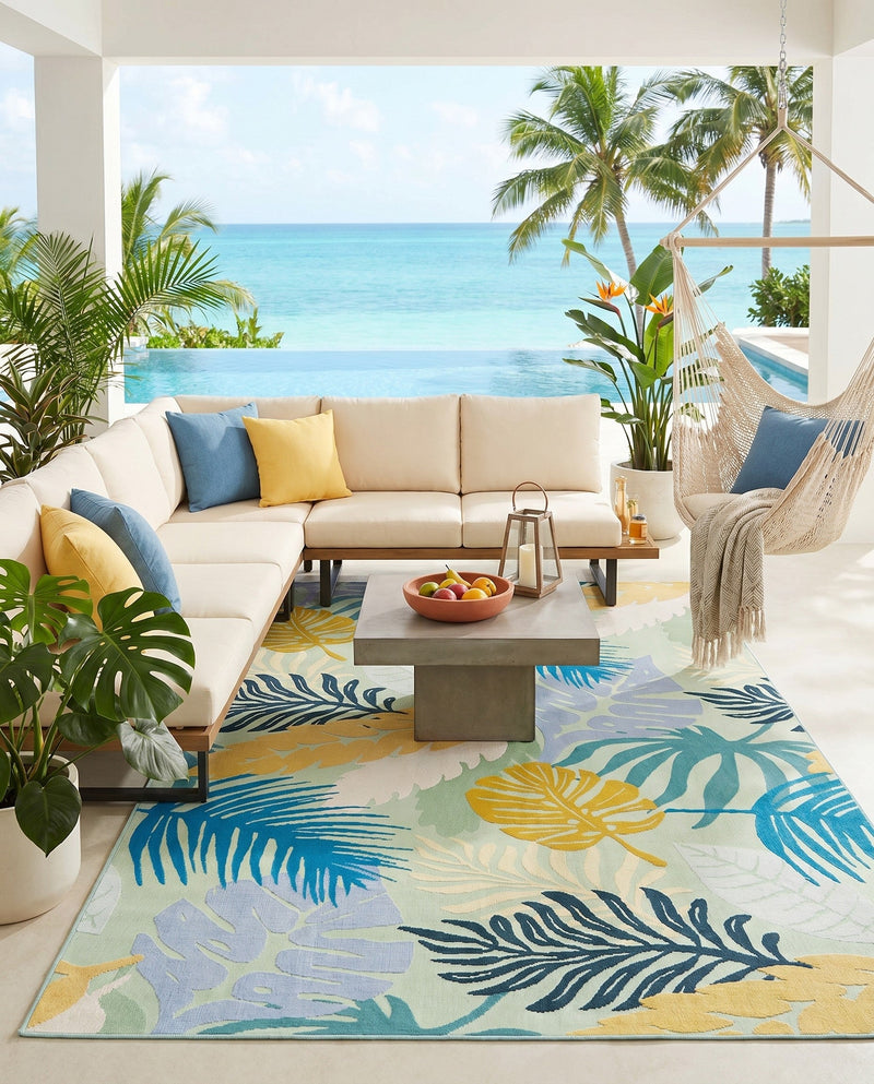 Seaside Blooms Collection Area Rug -  Sunkiss Rectangle Multi  lifestyle 15
