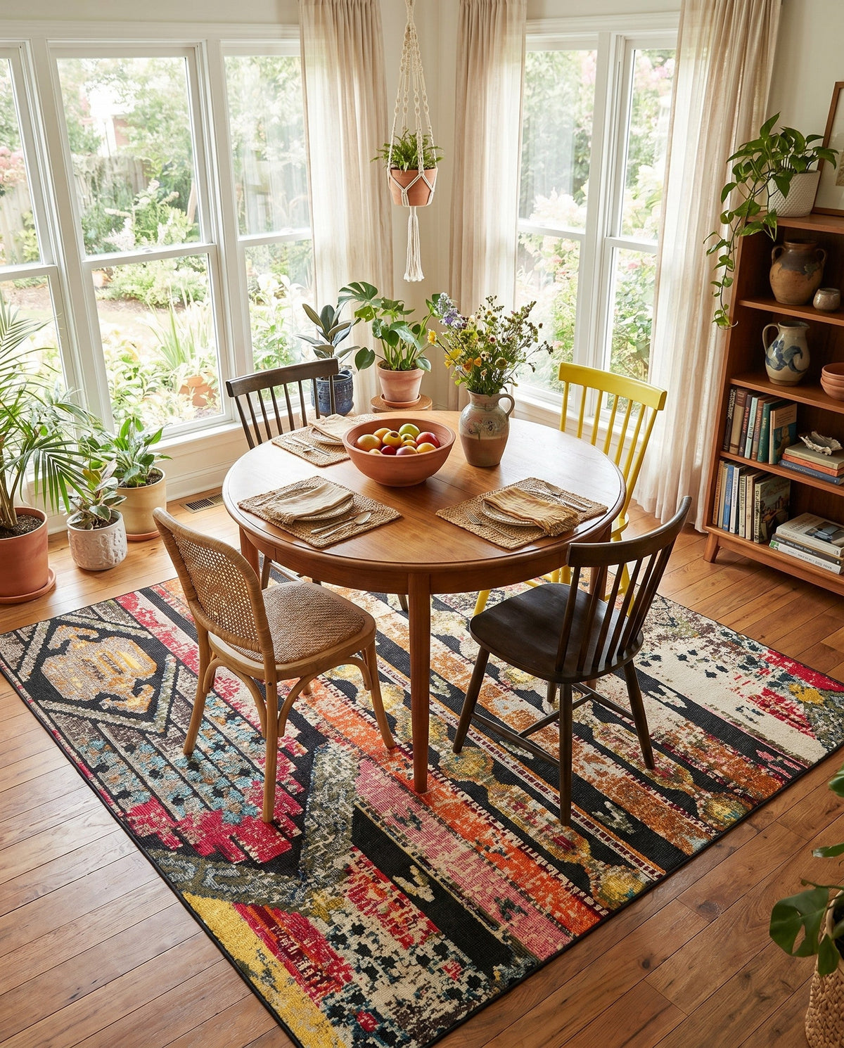 Outdoor Marrakesh Collection Area Rug -  Agadir Square Multi Black  lifestyle 123