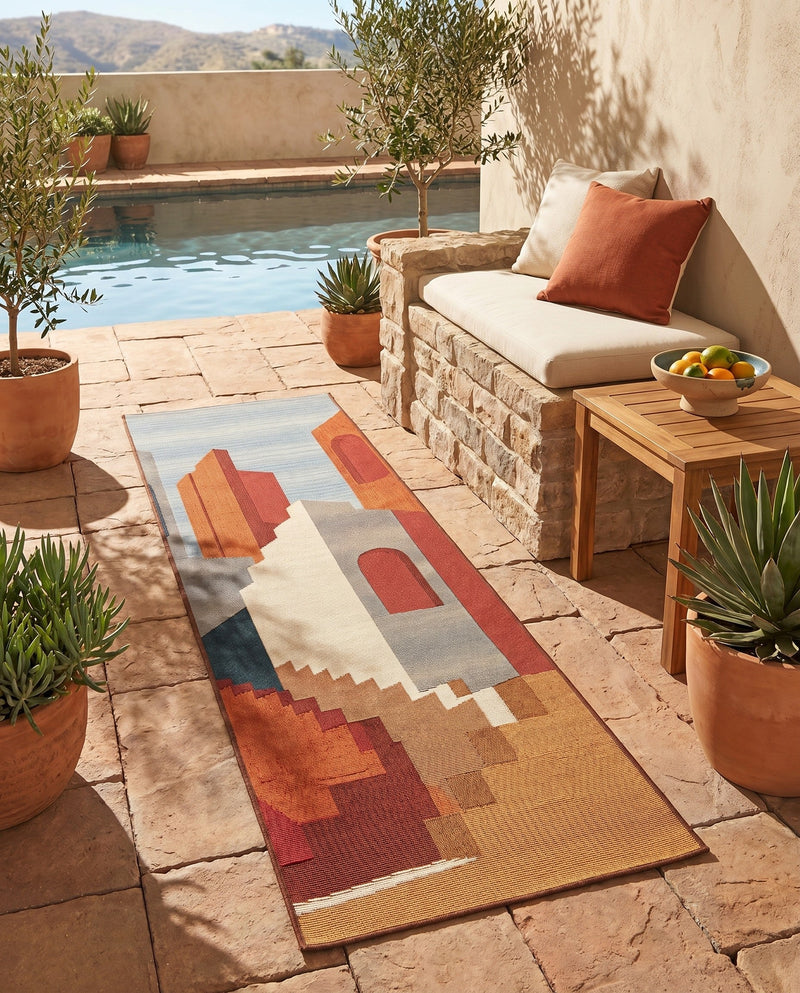 Urban Terrace Collection Area Rug -  Patio Runner Multi  lifestyle 57