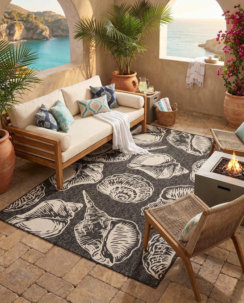 Seaside Haven Rugs Collection Area Rug -  Lighthouse (Black and White) Rectangle Black and White  lifestyle 11