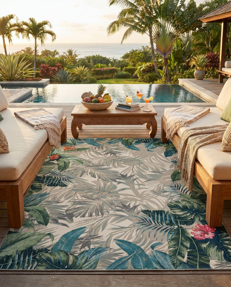 Seaside Blooms Collection Area Rug -  Paradise Rectangle Multi  lifestyle 31