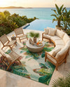 Seaside Blooms Collection Area Rug -  Fern Rectangle Multi  lifestyle 14