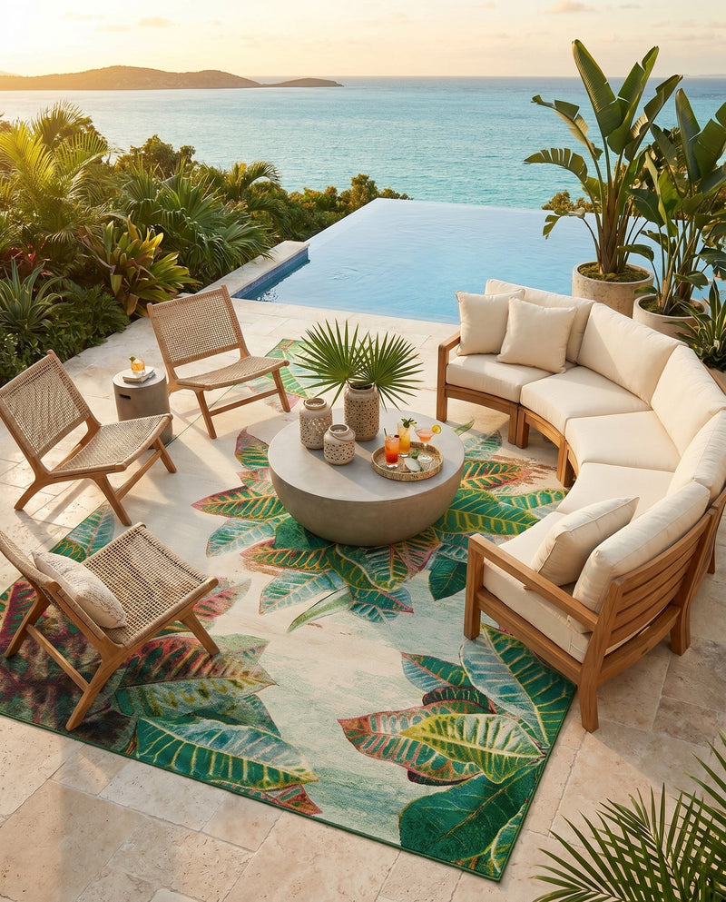 Seaside Blooms Collection Area Rug -  Fern Rectangle Multi  lifestyle 14