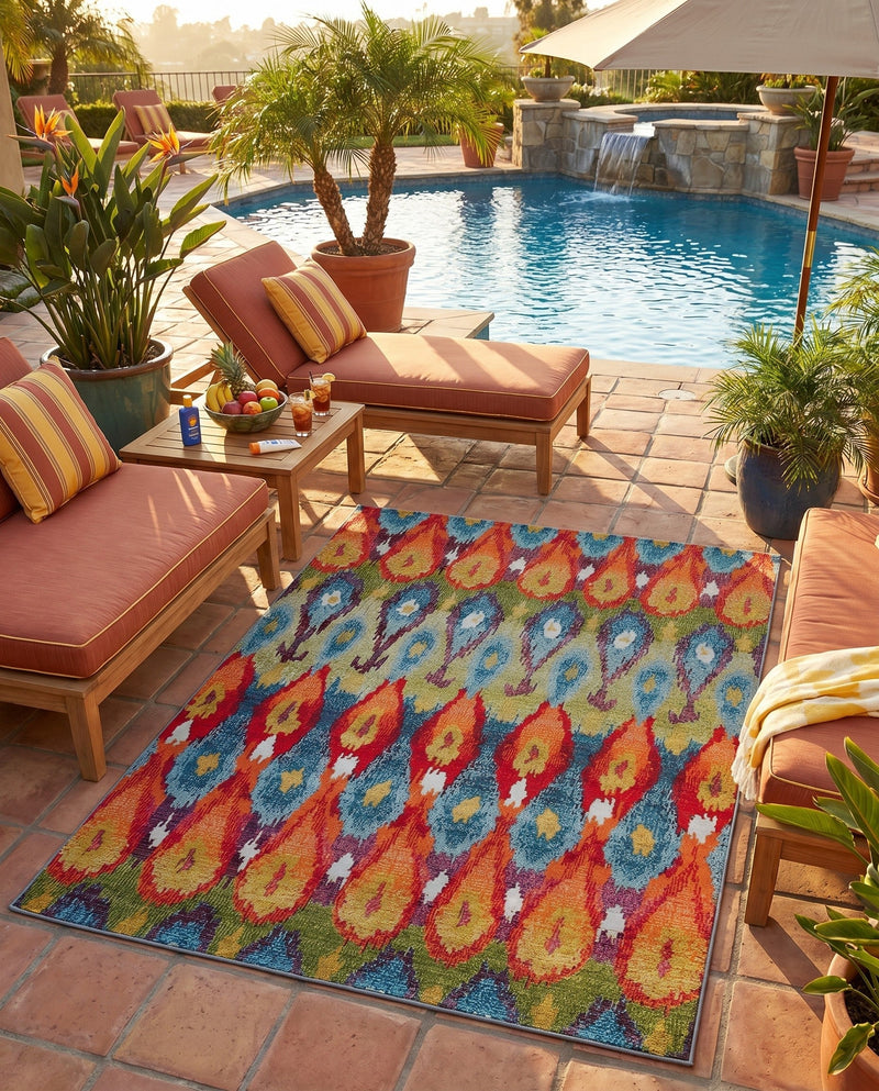 Urban Terrace Collection Area Rug -  Compass Rectangle Multi  lifestyle 23