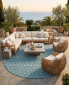 Savannah Pergola Collection Area Rug -  Pergola (Teal) Round Teal  lifestyle 71