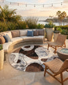 Urban Terrace Collection Area Rug -  Garden Round Brown and White  lifestyle 48