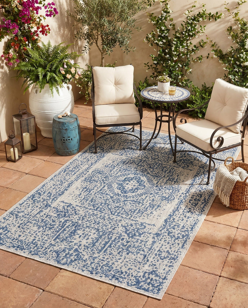 Patio Heritage Collection Area Rug - Savannah (Blue) Rectangle Blue  lifestyle 18