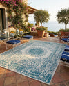 Patio Heritage Collection Area Rug -  Lafayette (Aqua) Rectangle Aqua  lifestyle 19