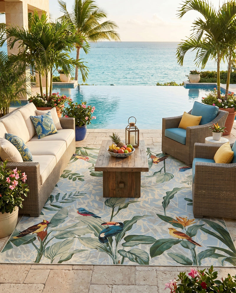 Seaside Blooms Collection Area Rug -  Tropic Rectangle Multi  lifestyle 43