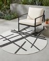 Urban Terrace Collection Area Rug -  Bowery Round Black and White  lifestyle 48