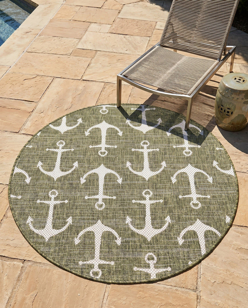 Seaside Haven Rugs Collection Area Rug - Sapphire (Green) Round Green  lifestyle 81