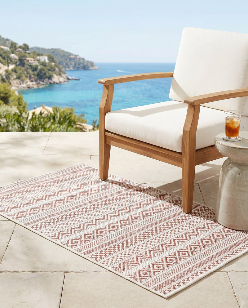 Seaside Stripes Collection Area Rug -  Boardwalk (Red) Rectangle Red  lifestyle 35