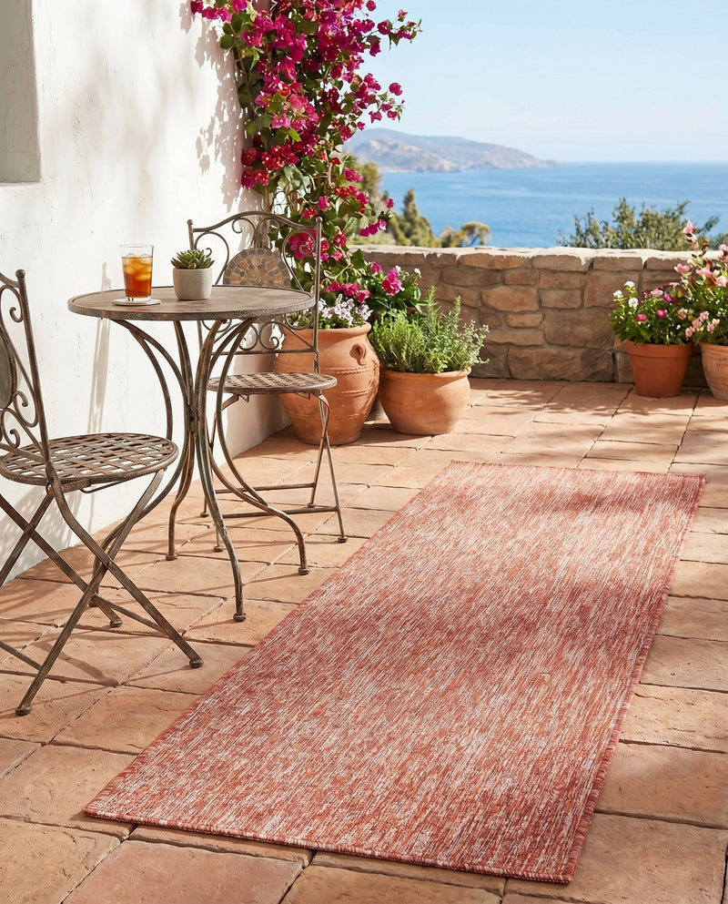Seaside Serenity Collection Area Rug - Veranda (Rust Red) Runner Rust Red  lifestyle 46