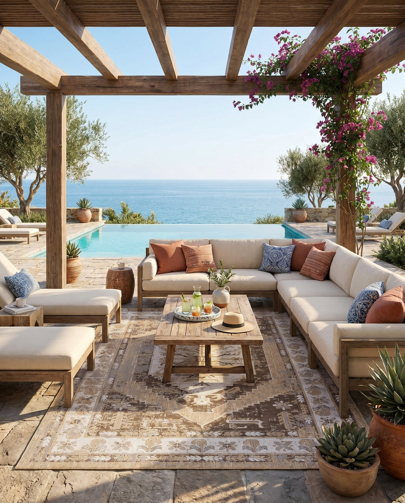 Patio Heritage Collection Area Rug -  Augusta (Natural) Rectangle Natural  lifestyle 33