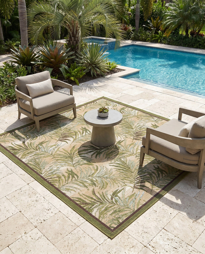 Seaside Blooms Collection Area Rug -  Verdant Square Green  lifestyle 35