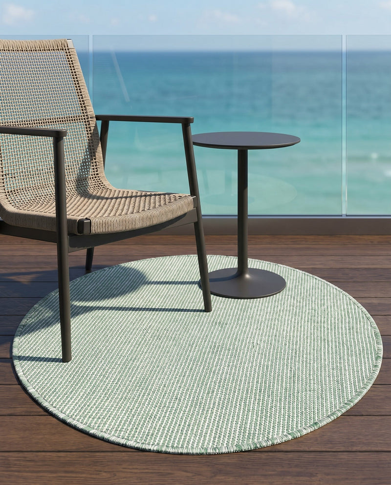 Jill Zarin Sedona Oasis Outdoor Collection Area Rug - Coconino (Palm Green) Round Palm Green  lifestyle 61