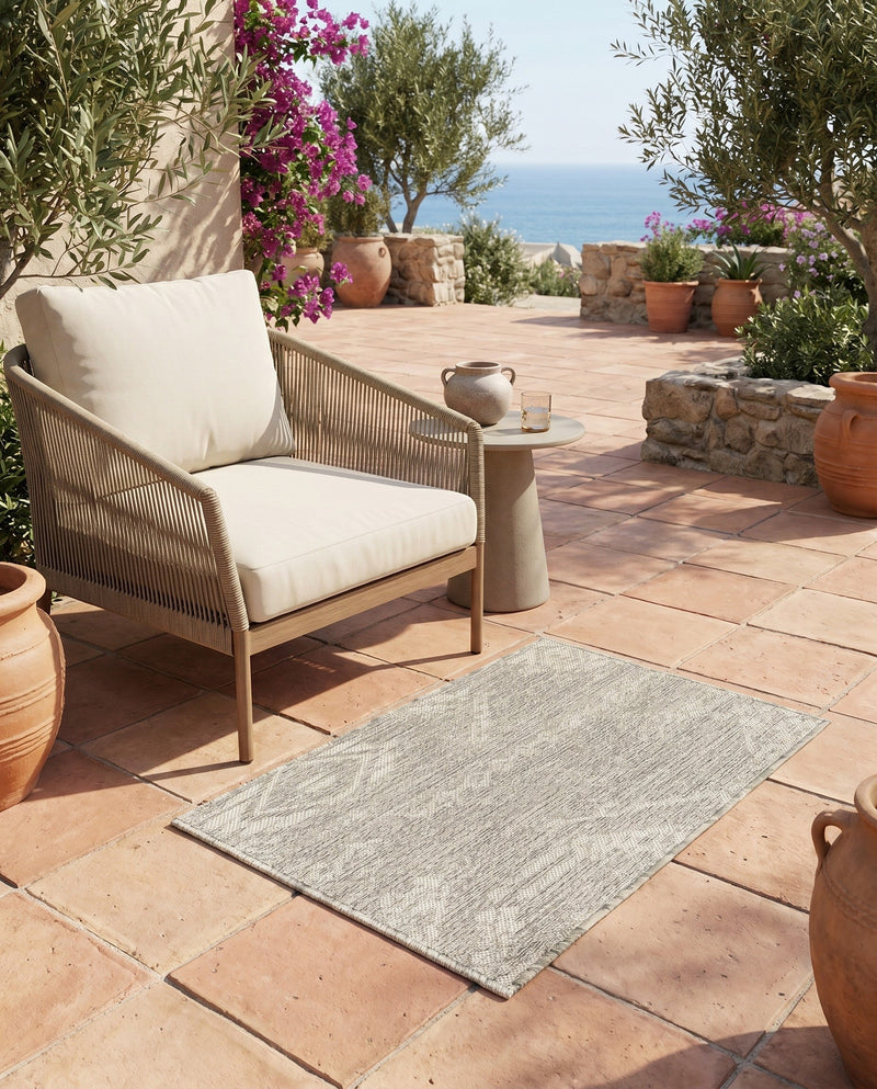 Desert Nomad Terrace Collection Area Rug - Sahara (Gray) Rectangle Gray  lifestyle 27