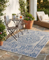 Patio Heritage Collection Area Rug - Savannah (Blue) Rectangle Blue  lifestyle 19