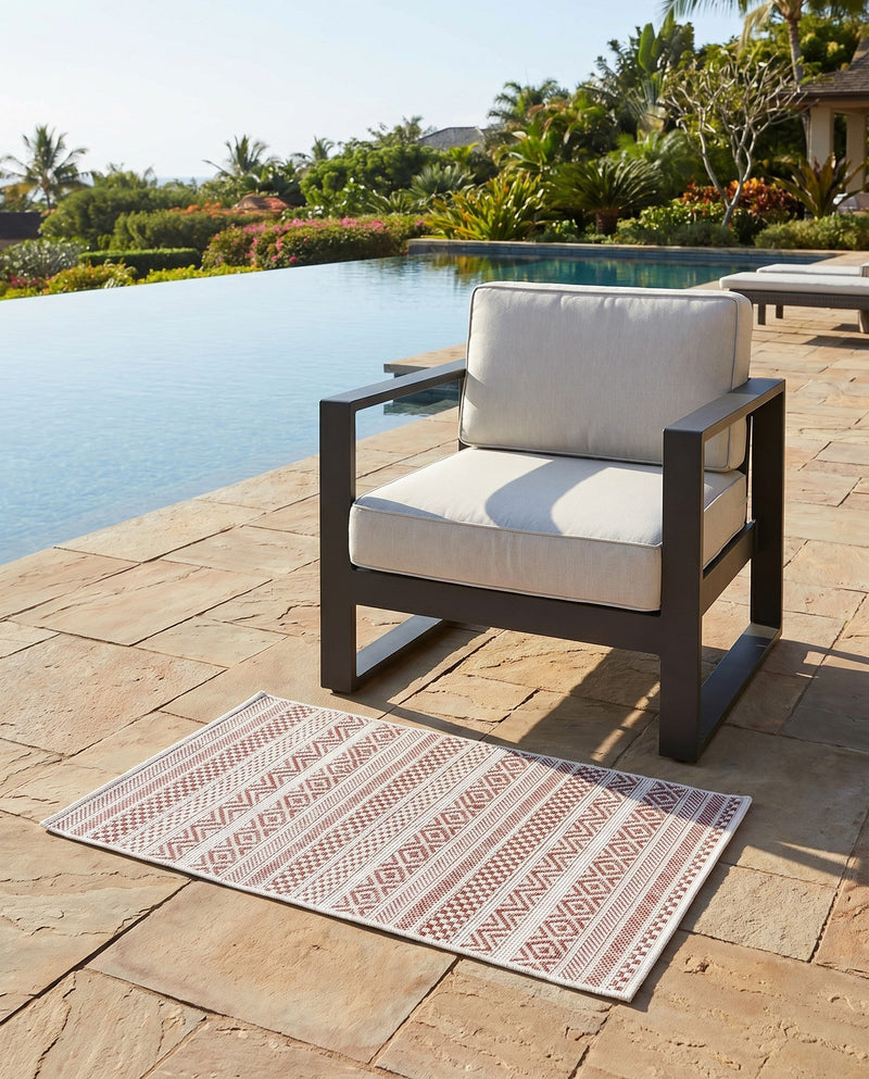 Seaside Stripes Collection Area Rug -  Boardwalk (Red) Rectangle Red  lifestyle 36