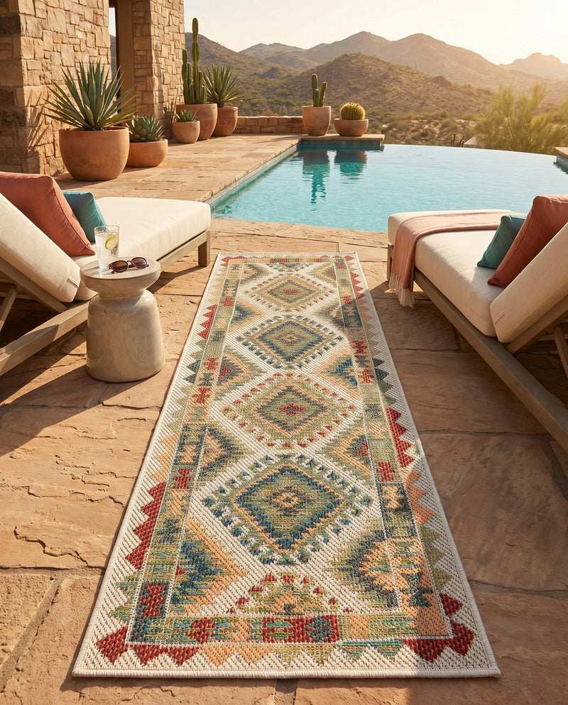 Coastal Terrace Collection Area Rug -  Sandbar Runner Ivory  lifestyle 80