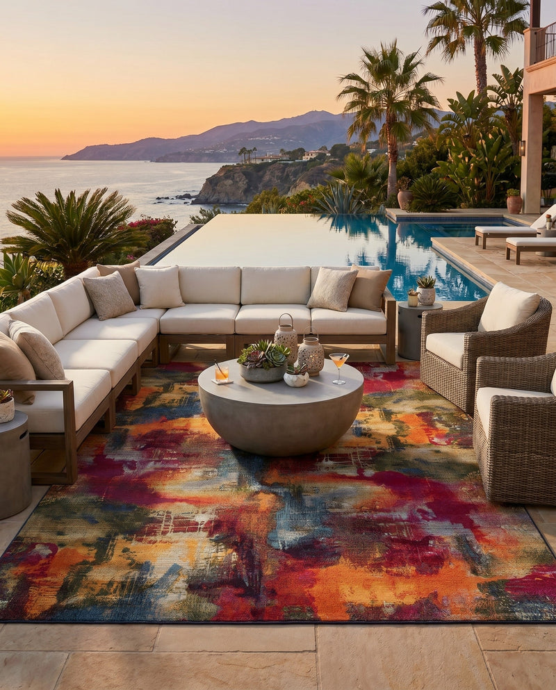 Urban Terrace Collection Area Rug -  Atrium Rectangle Multi  lifestyle 31