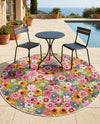 Seaside Blooms Collection Area Rug -  Marseilles Round Multi  lifestyle 75