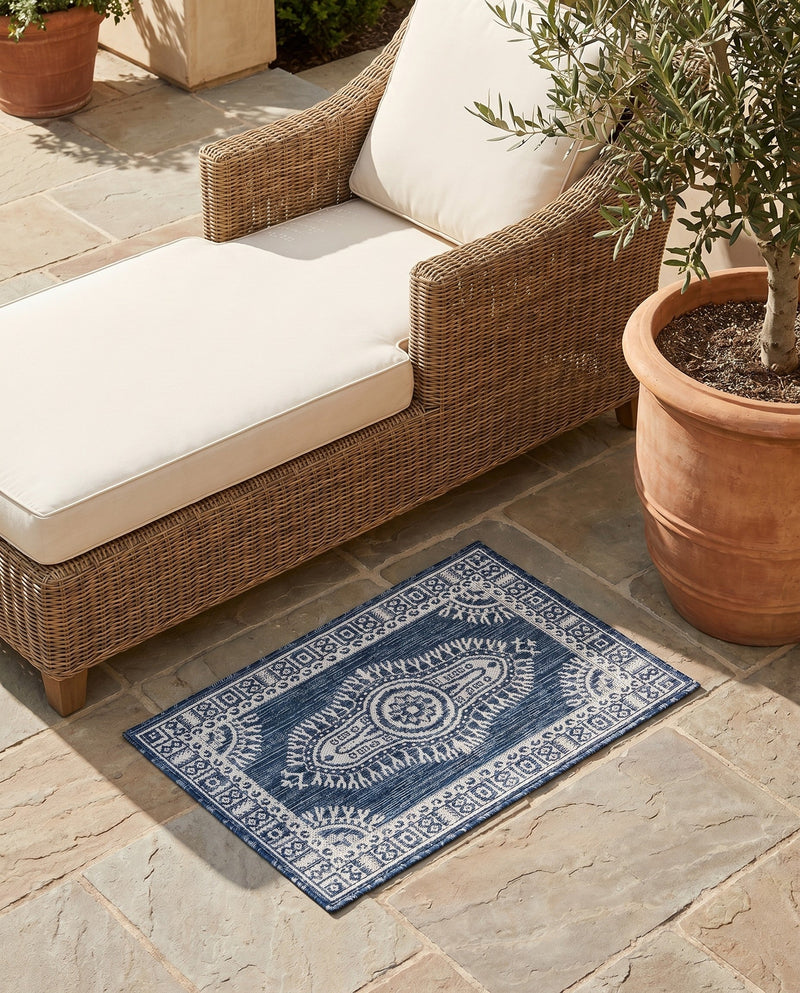 Patio Heritage Collection Area Rug -  Biloxi Rectangle Blue  lifestyle 19