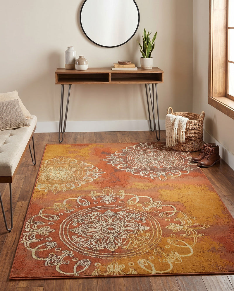 Urban Terrace Collection Area Rug -  Veranda Rectangle Rust Red  lifestyle 10