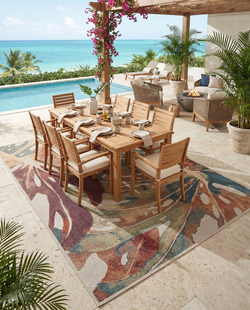 Coastal Terrace Collection Area Rug -  Wavecrest Rectangle Multi  lifestyle 11
