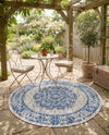 Patio Heritage Collection Area Rug - Savannah (Blue) Round Blue  lifestyle 76