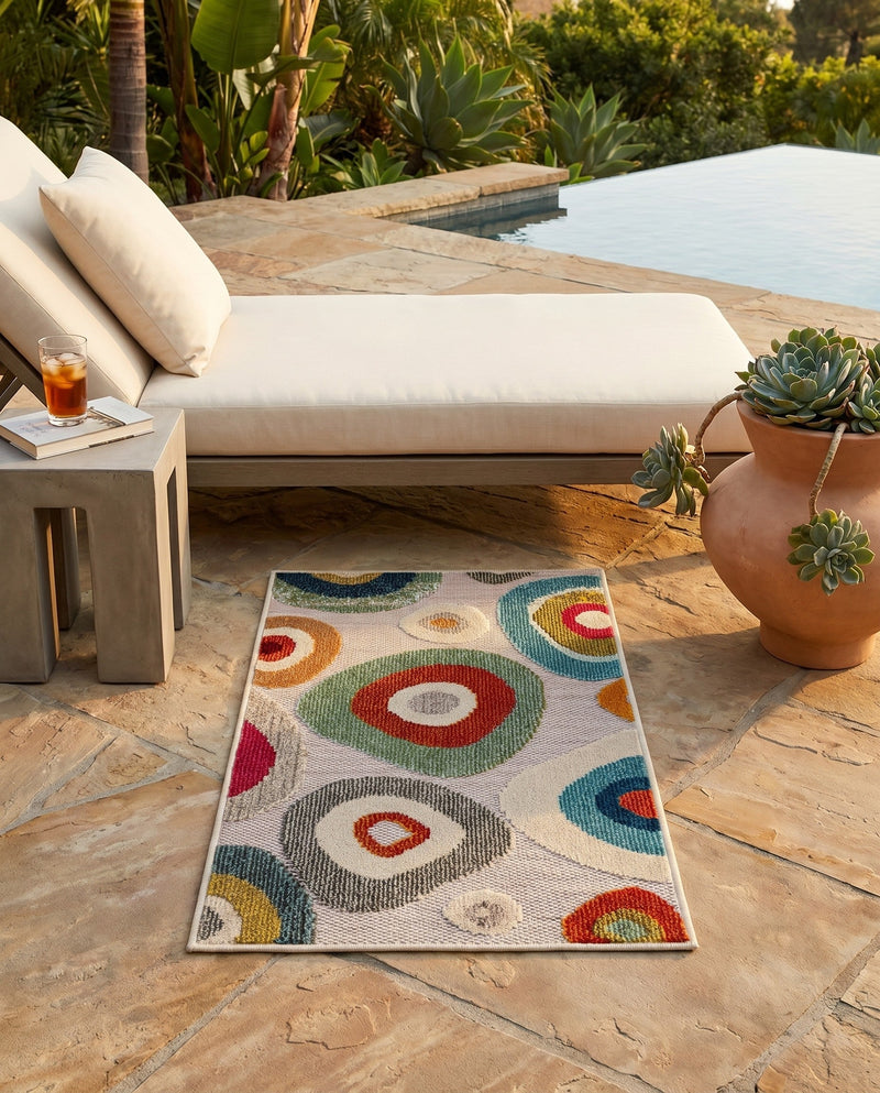 Outdoor Marrakesh Collection Area Rug -  Chefchaouen Rectangle Multi Beige  lifestyle 17