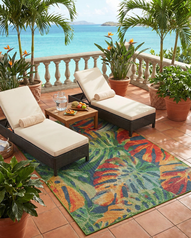 Coastal Terrace Collection Area Rug -  Pier Rectangle Multi  lifestyle 7