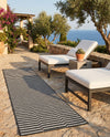 Seaside Stripes Collection Area Rug - Cabana (Charcoal) Runner Charcoal  lifestyle 71